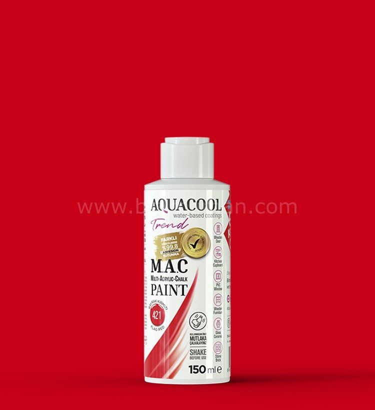Trend M.A.C Su Bazlı Bayrak Kırmızı 421 Lake Boya 150 ml 150 ML