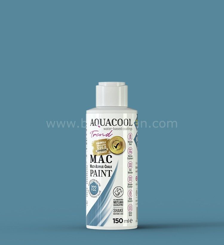 Trend M.A.C Su Bazlı Napolyon Mavisi 722  Lake Boya 150 ml 1000 ML