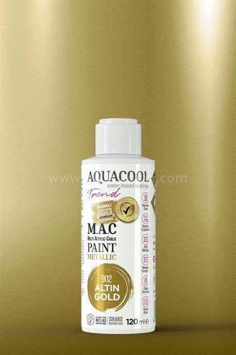 Trend M.A.C Su Bazlı Akrilik Vernikli Lake Metalik 902 Altın  Boya 120 ml 120 ML