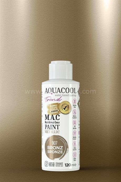 Trend M.A.C Su Bazlı Akrilik Vernikli Lake Metalik 907 Bronz Boya 120 ml 500 ML